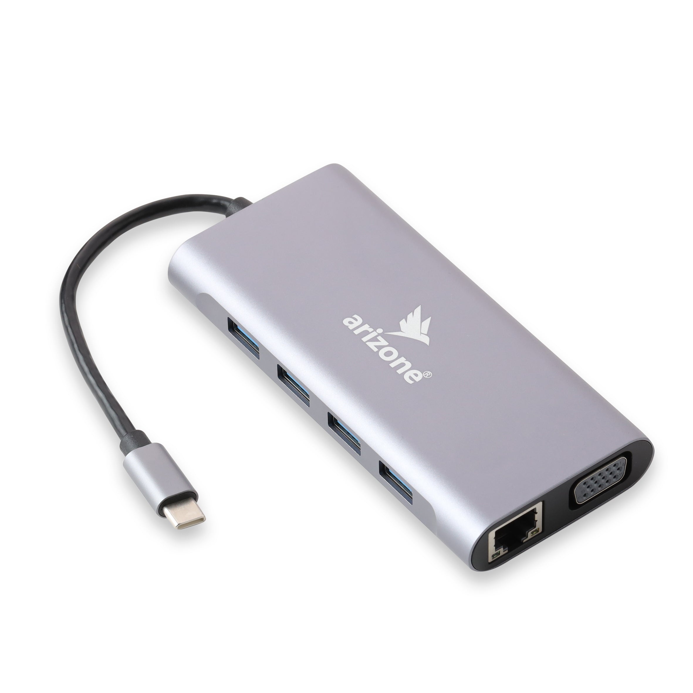 موزع USB T-1101 من Arizone® (11 في 1) 1*USB 3.0/3*USB 2.0/HDMI/RJ45/VGA/USB C PD/SD TF/3.5 مم بسرعة 100 ميجابت في الثانية
