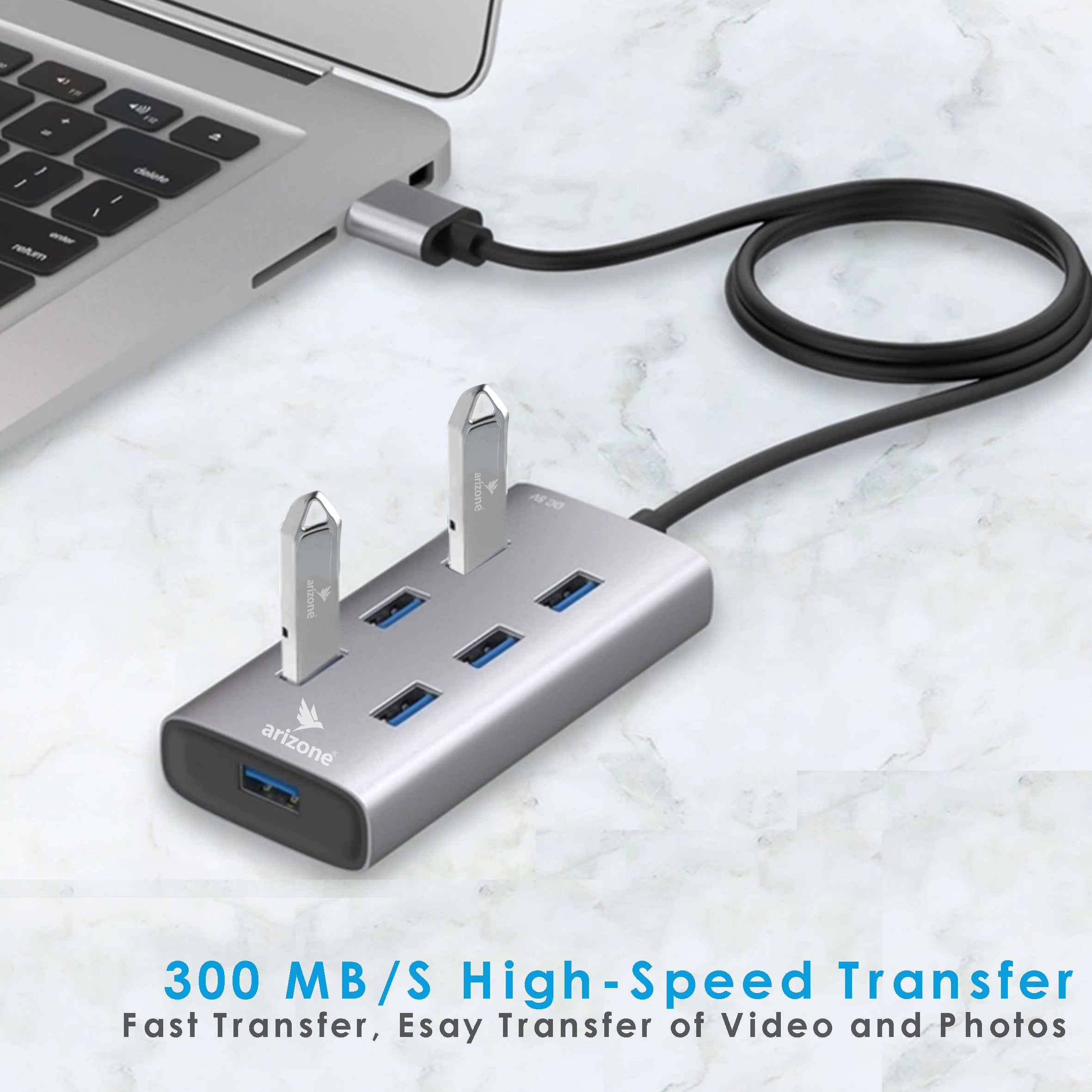موزع USB T-3628 من Arizone® (موزع 7 منافذ) 1*USB 3.0/6*USB 2.0