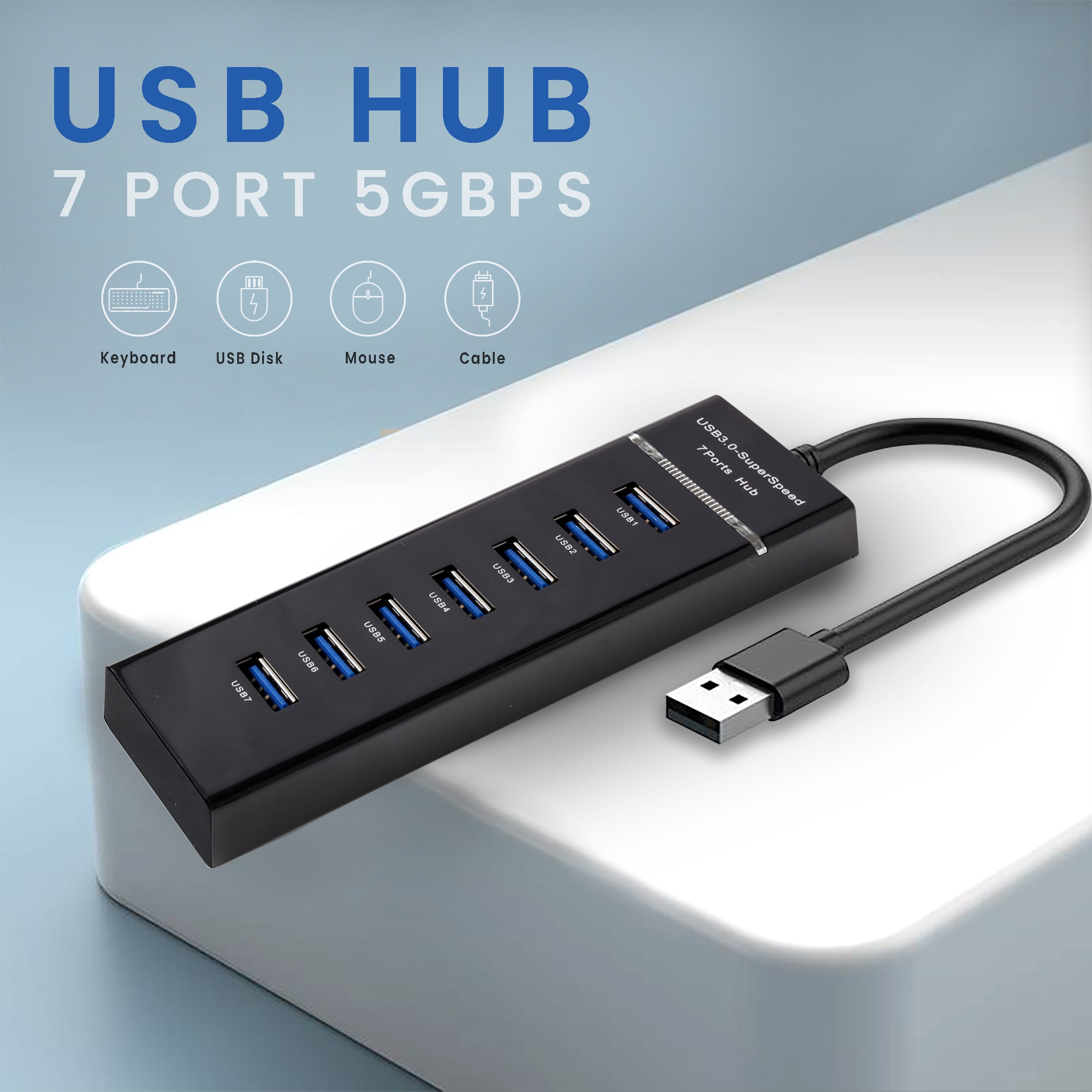 موزع USB ARIZONE 307 مزود بـ 7 منافذ بسرعة 5 جيجابت في الثانية
