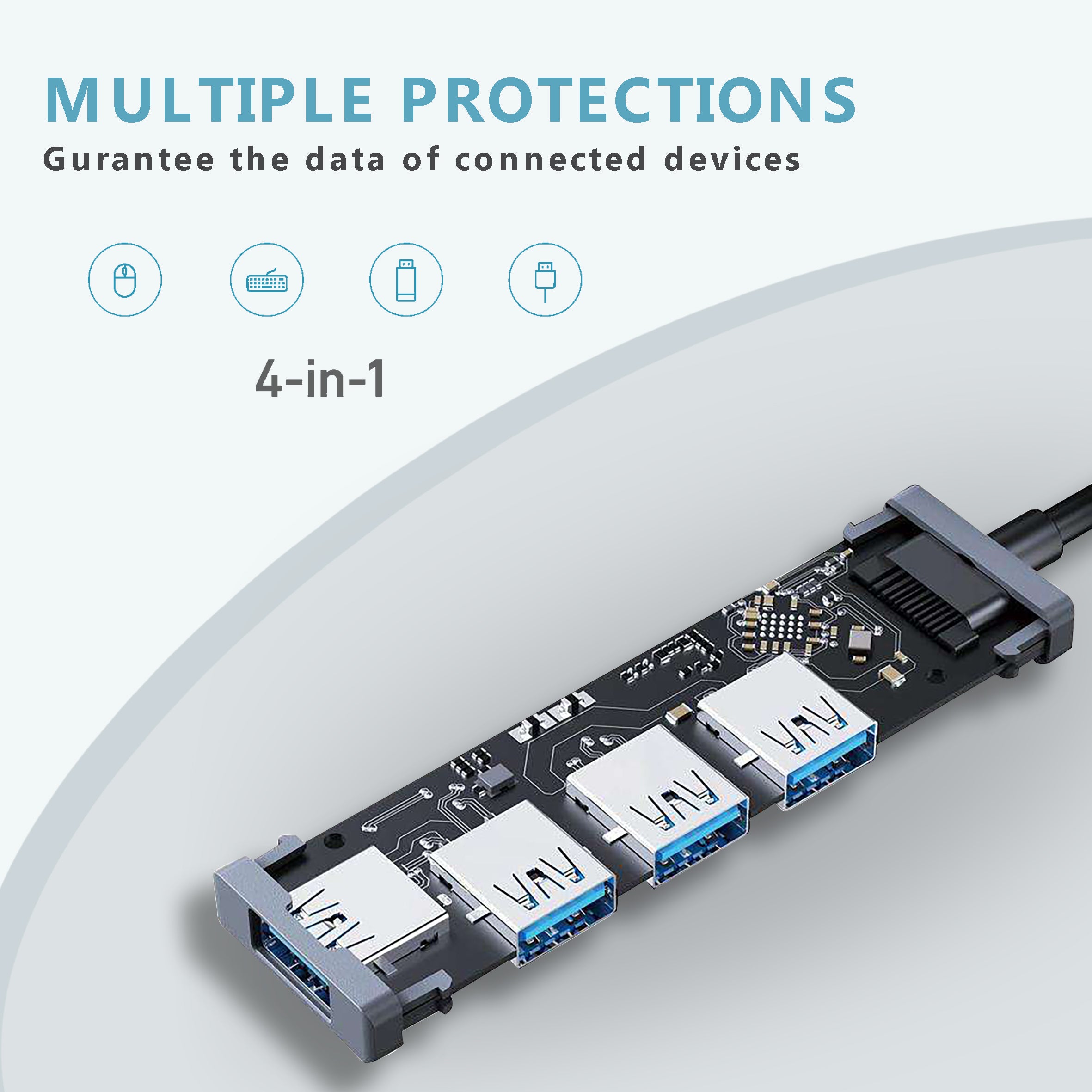 موزع USB T-3622 من Arizone® (موزع ذو 4 منافذ) 1*USB 3.0/3*USB 2.0
