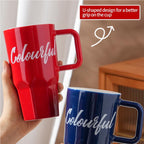 CERAMIC LARGE COFFEE MUG WITH LID AND STRAW