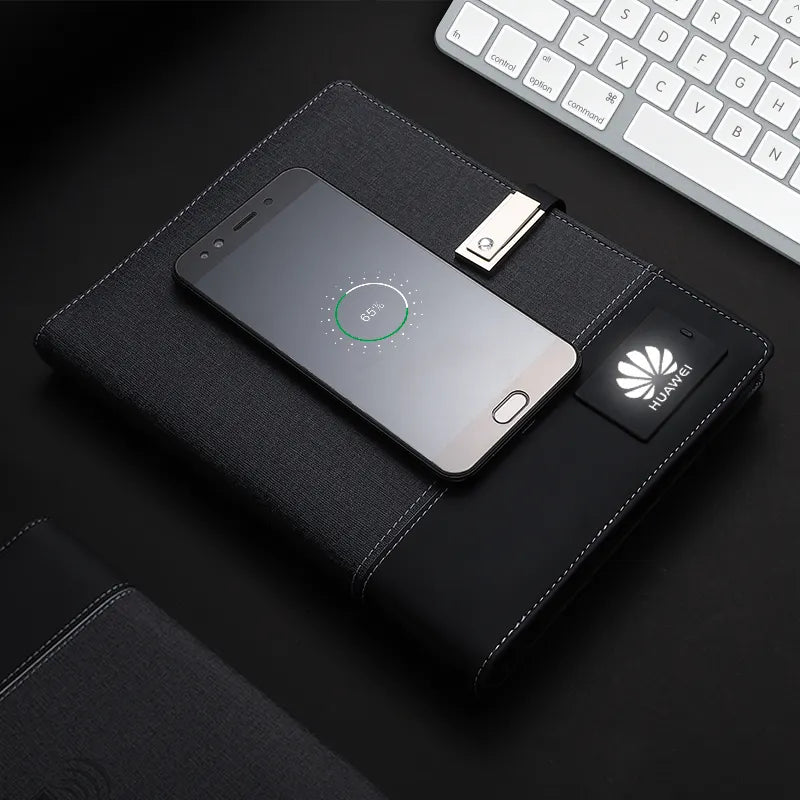 PORTABLE CUSTOM WIRELESS POWER BANK NOTEBOOK USB  FLASH DRIVE AND LED LOGO