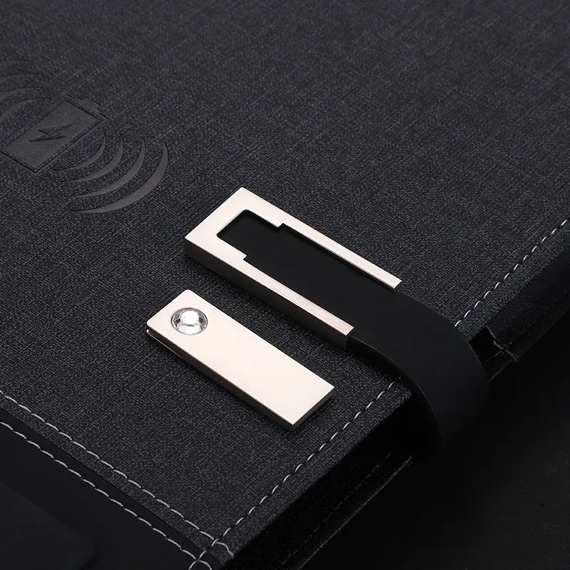 PORTABLE CUSTOM WIRELESS POWER BANK NOTEBOOK USB  FLASH DRIVE AND LED LOGO