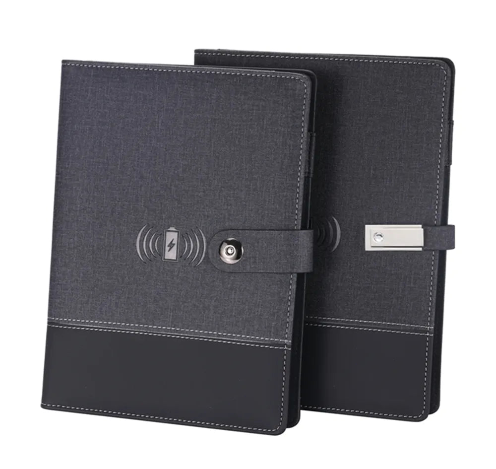 PORTABLE CUSTOM WIRELESS POWER BANK NOTEBOOK USB  FLASH DRIVE AND LED LOGO