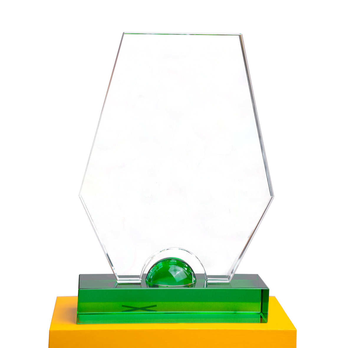 Glass Crystal Trophy with Green Base Main image