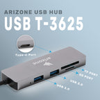 Arizone® USB HUB T-3625 (6 in 1) 1*USB 3.0/2*USB 2.0/USB-C PD/SD/TF