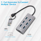 موزع USB T-3628 من Arizone® (موزع 7 منافذ) 1*USB 3.0/6*USB 2.0