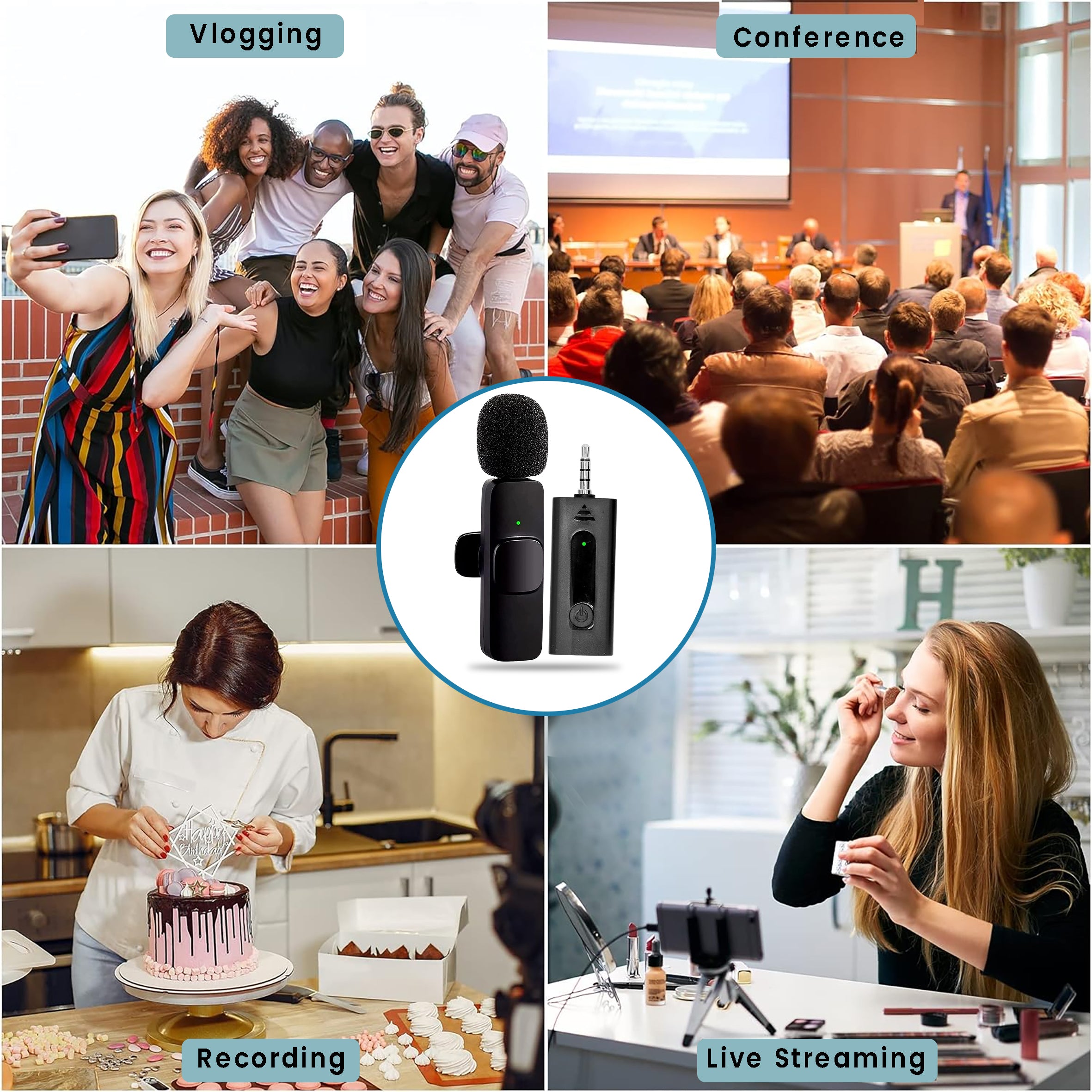 Arizone® Wireless Karaoke Microphone with Multiple Sound Effects Suitable for All Smartphones and PCs, Microphone for Singing, Party, Kids, Birthday, Family Gatherings