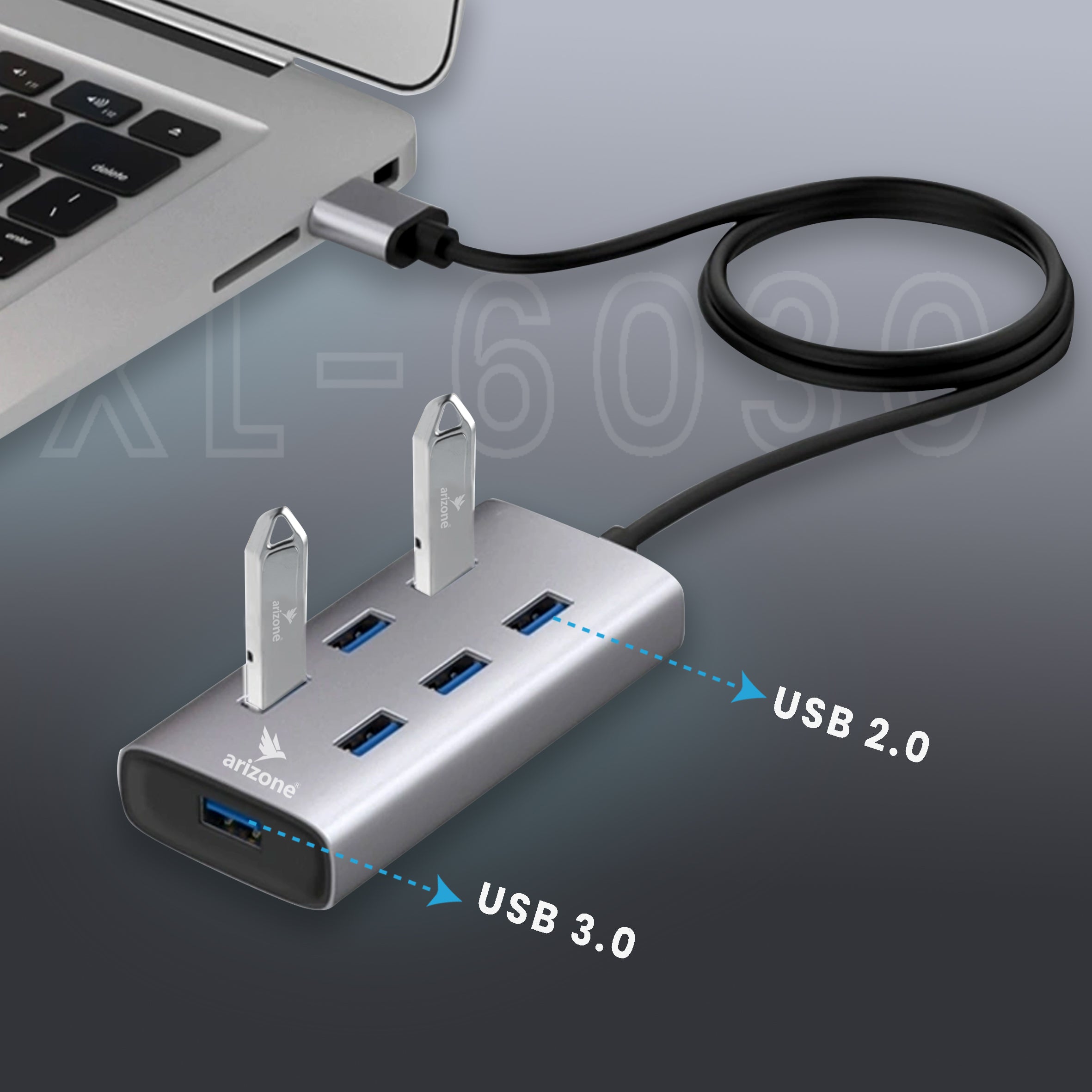 موزع USB Arizone® XL-6030 (موزع 7 منافذ) 1*USB 3.0/6*USB 2.0