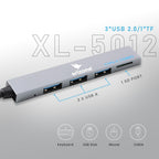 موزع USB Arizone® XL-5012 (مجموعة 4 منافذ) 3*USB 2.0/1*TF