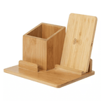 WOODEN FAST QI BAMBOO  CHARGING DESK STAND