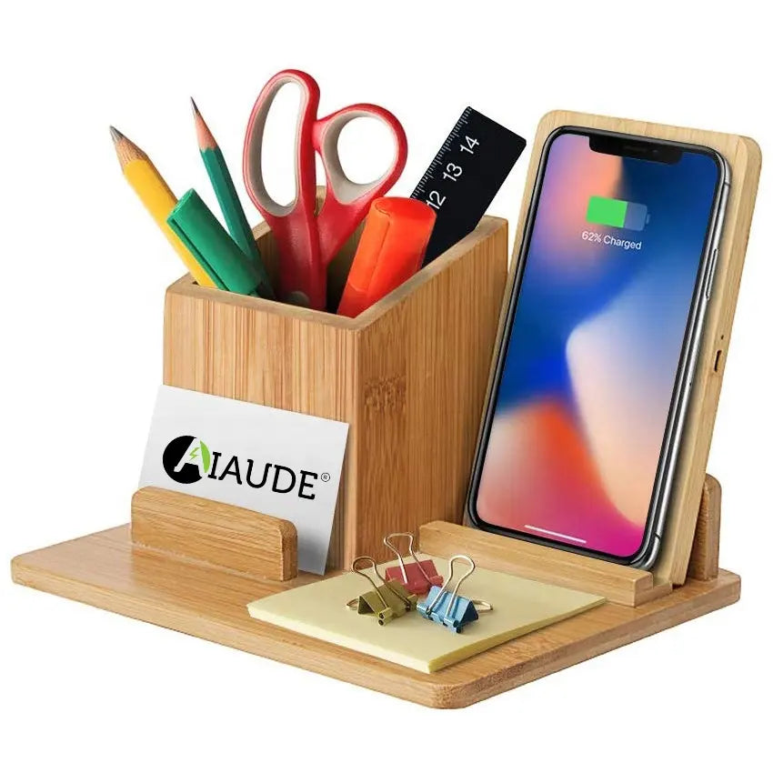 WOODEN FAST QI BAMBOO  CHARGING DESK STAND