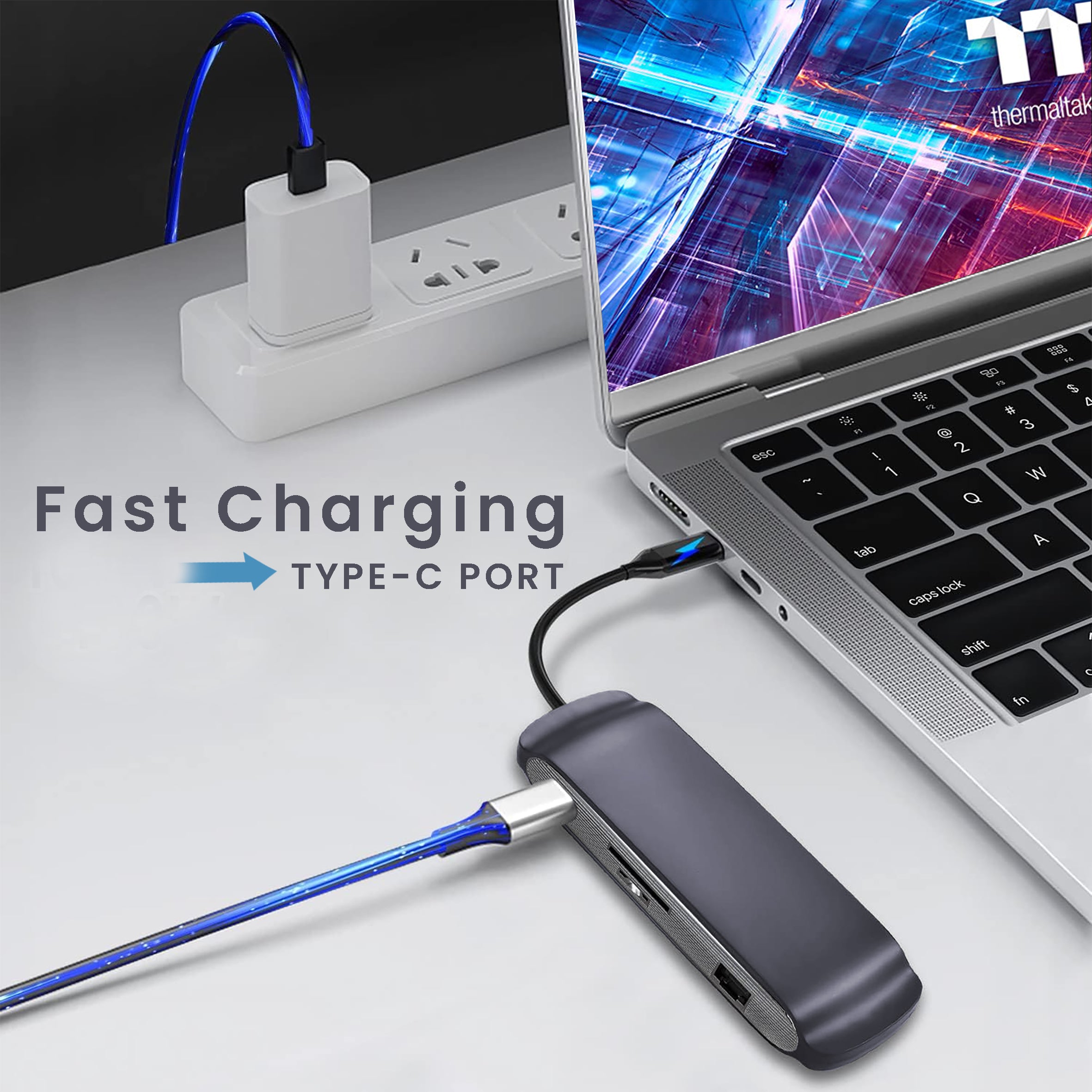 موزع USB Arizone® BS8H (8 في 1) 1*USB-C PD/1*HDMI/1*RJ45/1*USB 3.0/2*USB 2.0/1*SD/TF