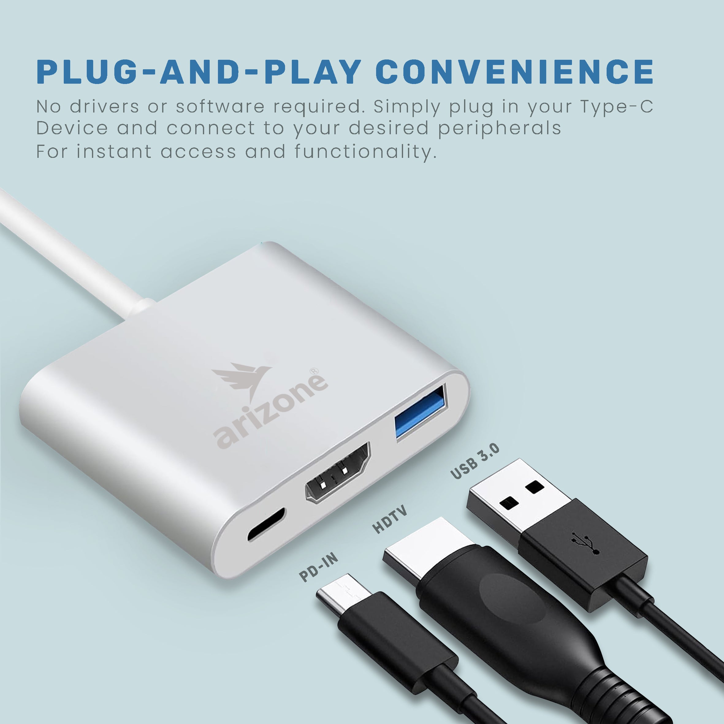 محول أريزون من النوع C إلى HDTV+USB3.0+PD