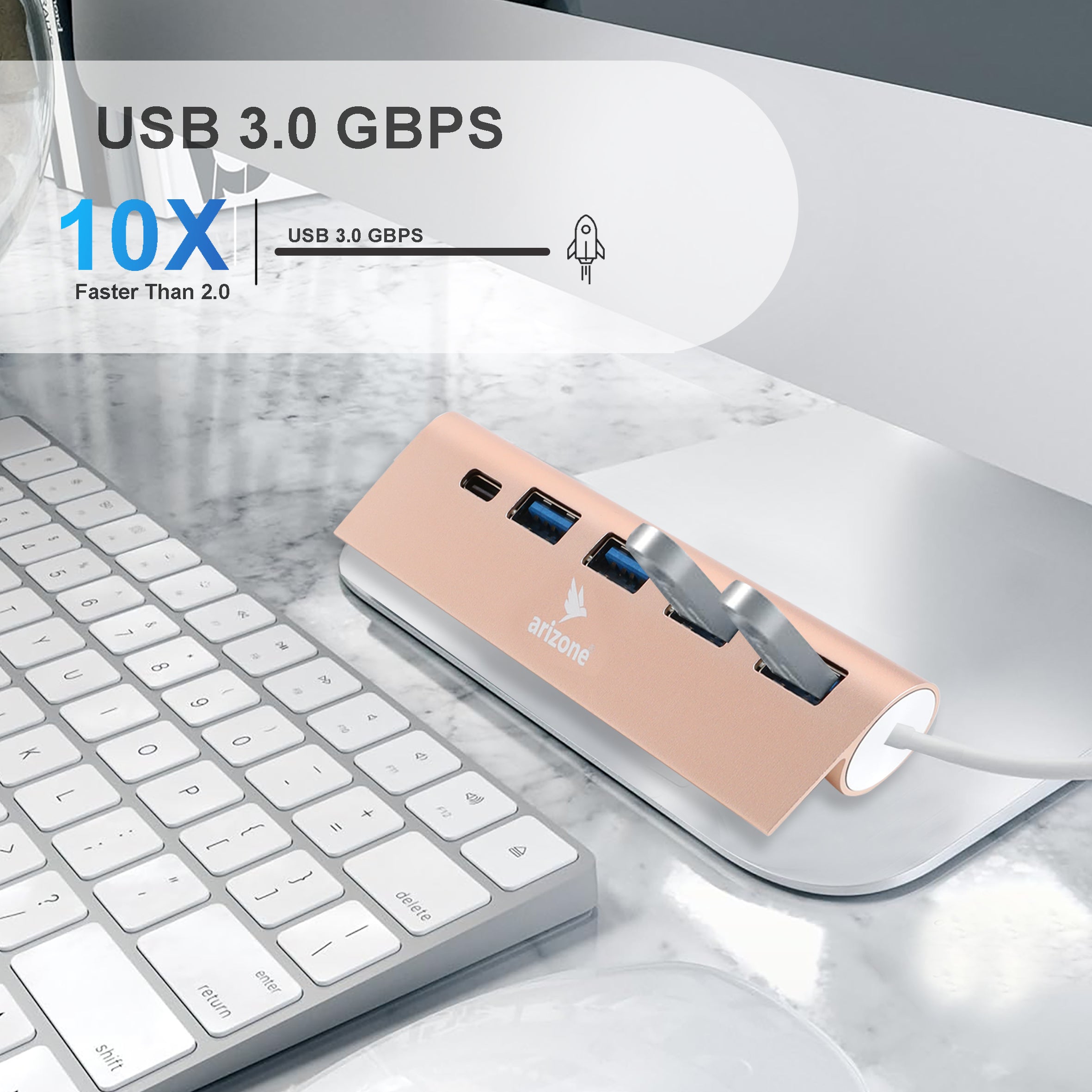 موزع USB T-3608 من Arizone® (موزع بخمسة منافذ) 1*USB 3.0/3*USB 2.0/1*USB-C