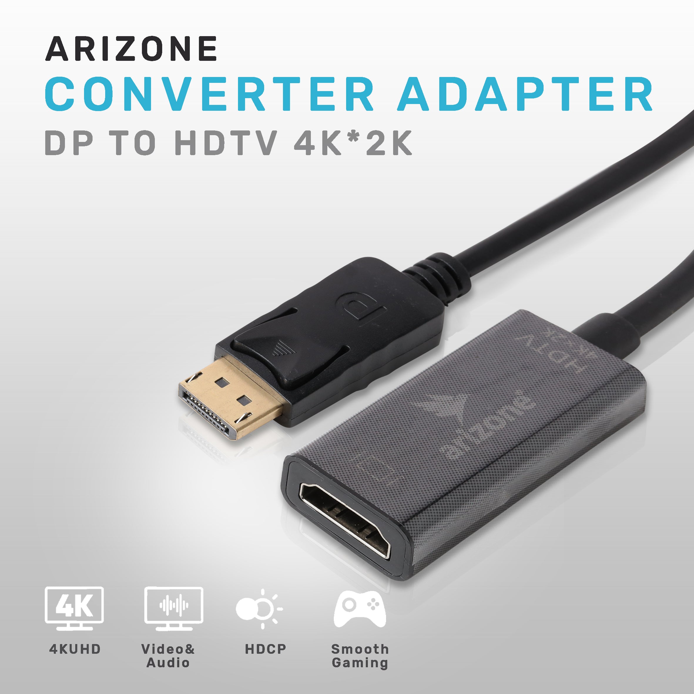 محول ARIZONE DisplayPort إلى HDMI 4K، (2K 60Hz، 1080p 120HZ) محول شاشة DP إلى HDMI عالي السرعة