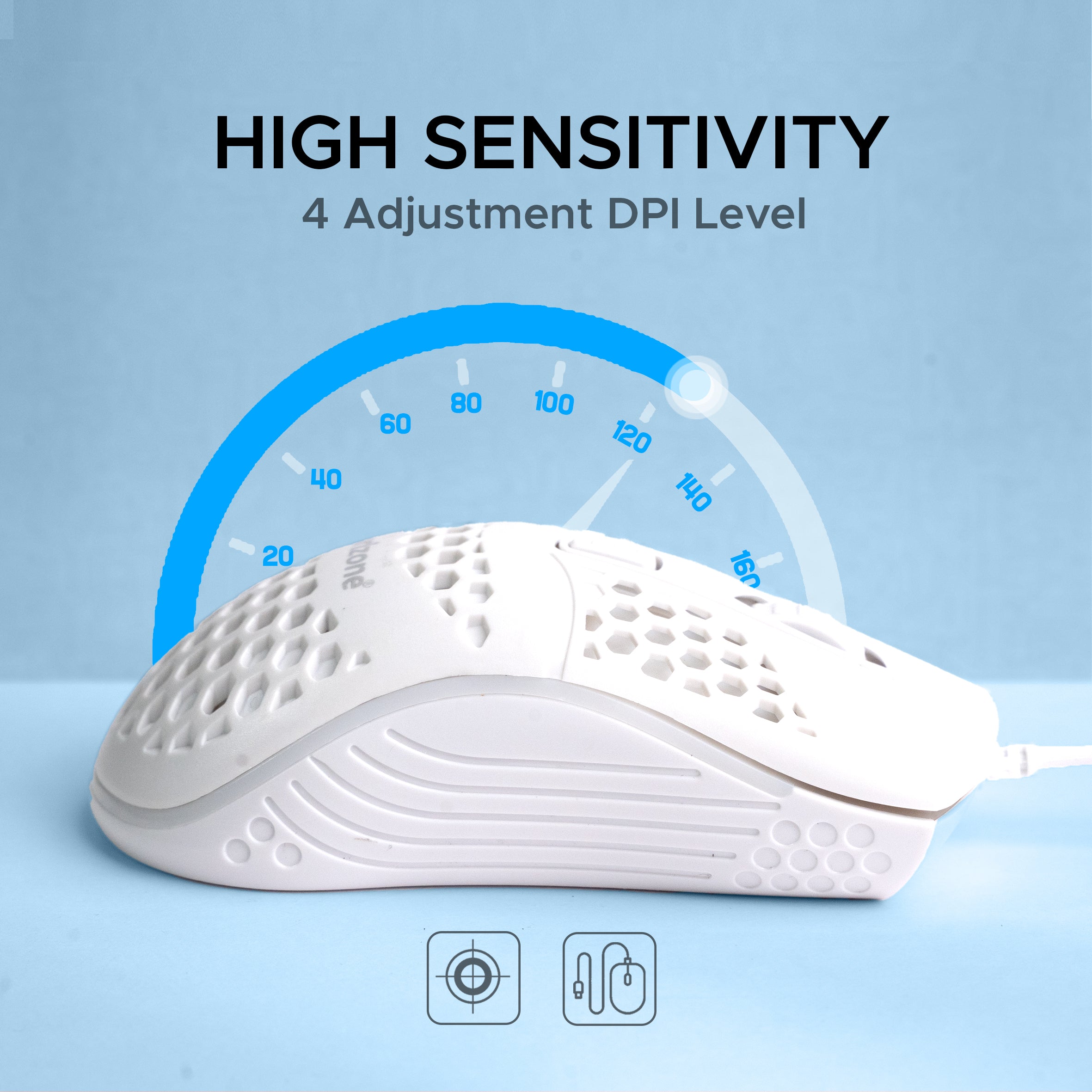 Arizone Wired Mouse with Honeycomb Lightweight Design and Adjustable DPI – USB Gaming Mouse for Laptop and PC