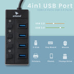 موزع USB Arizone® XL-5067 (4 منافذ) 1*USB 3.0/3*USB 2.0