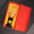 Metal Trophy Handshake Cooperation Awards Gold Plating Crystal