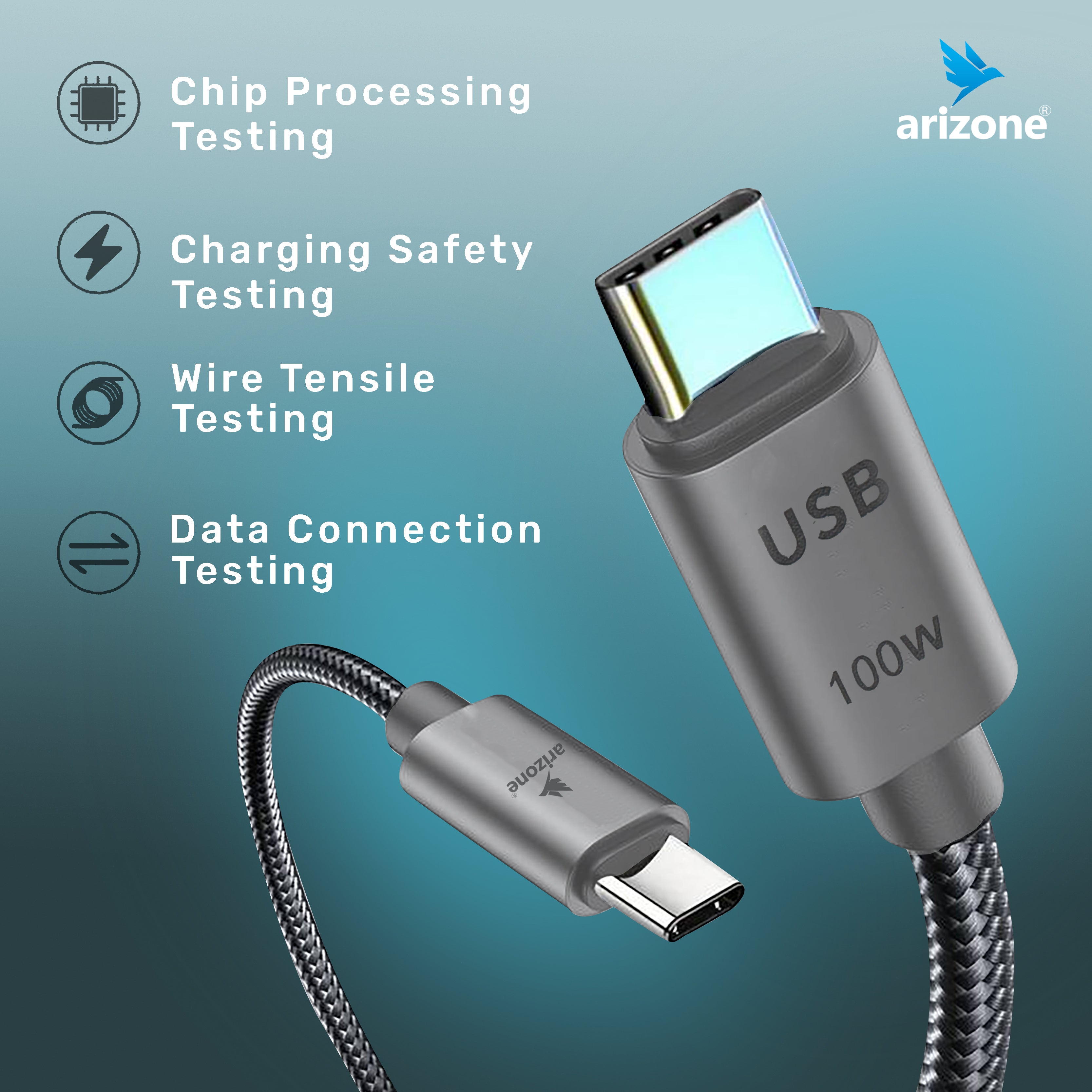 كابل أريزون PD100W من النوع C إلى C