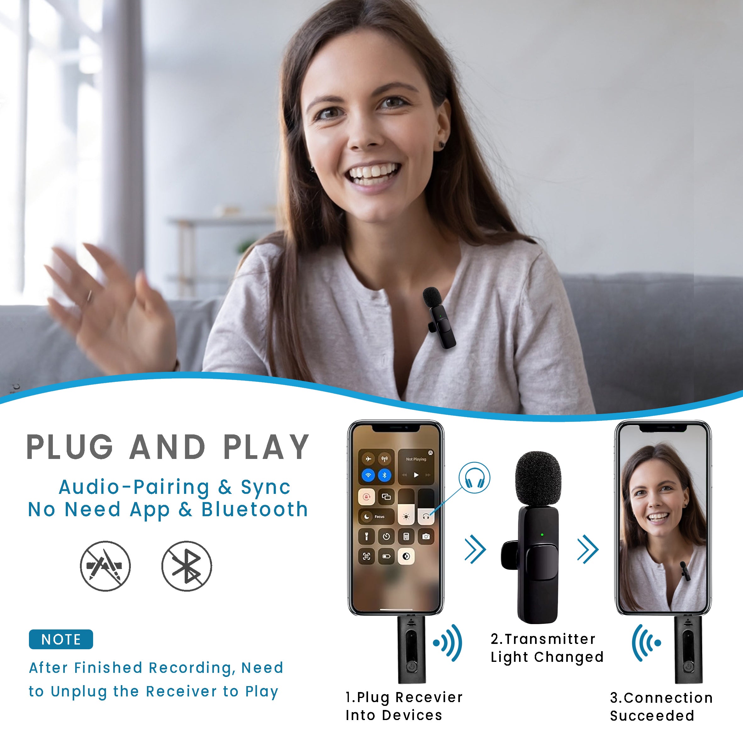 Arizone® Wireless Karaoke Microphone with Multiple Sound Effects Suitable for All Smartphones and PCs, Microphone for Singing, Party, Kids, Birthday, Family Gatherings