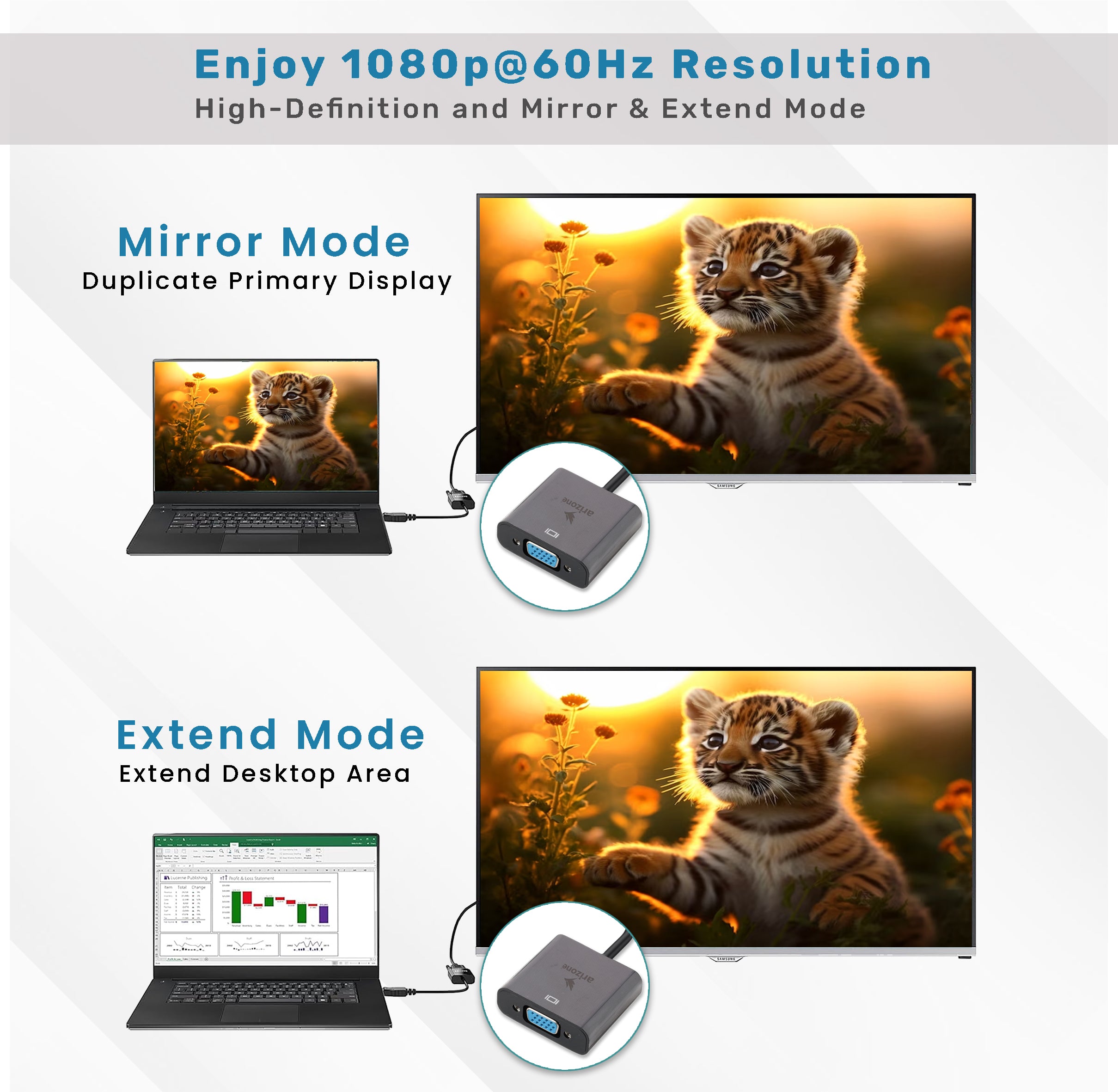 ARIZONE CONVERTER ADAPTER HDTV TO VGA+AUDIO