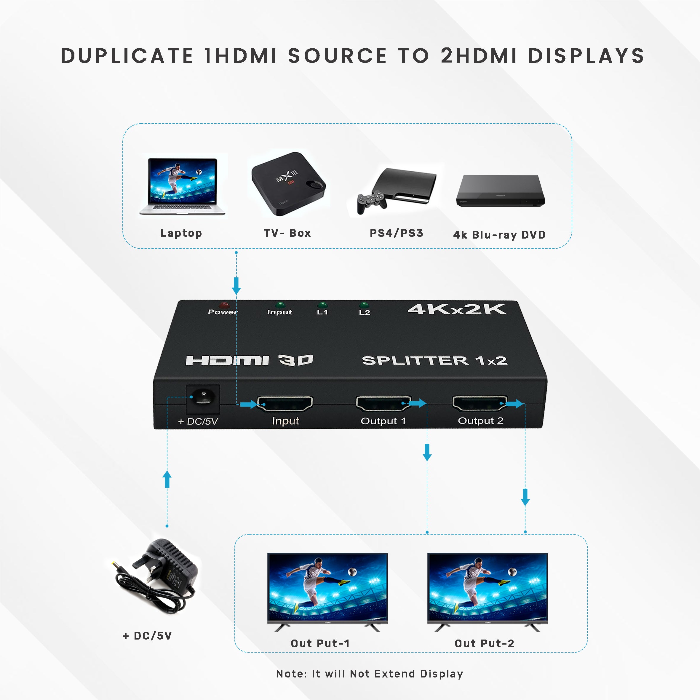 ARIZONE SPLITTER HDMI 1X2 4K*2K 3D
