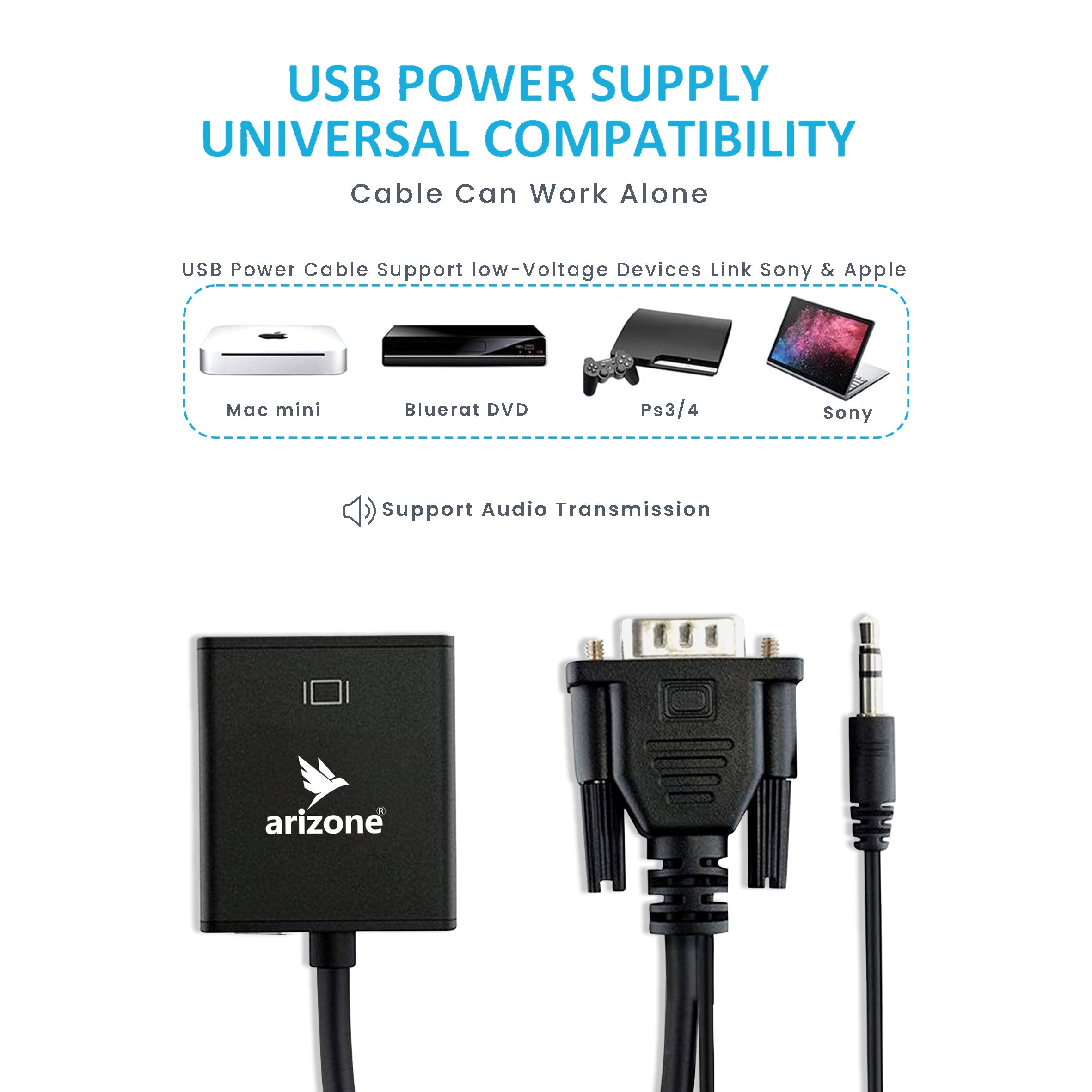 ARIZONE CONVERTER ADAPTER VGA TO HDTV