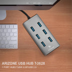 موزع USB T-3628 من Arizone® (موزع 7 منافذ) 1*USB 3.0/6*USB 2.0
