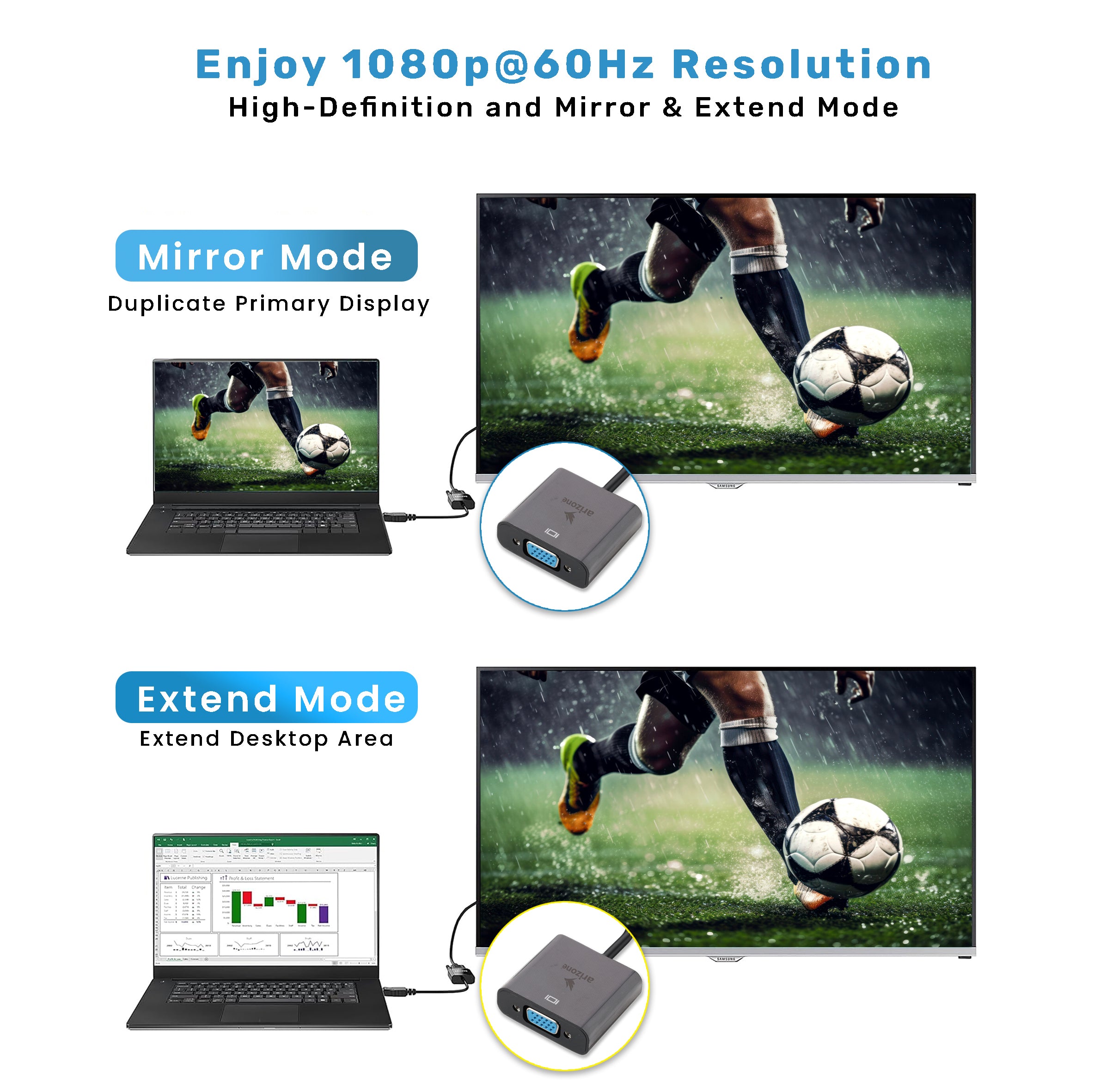 محول أريزونا من HDTV إلى VGA