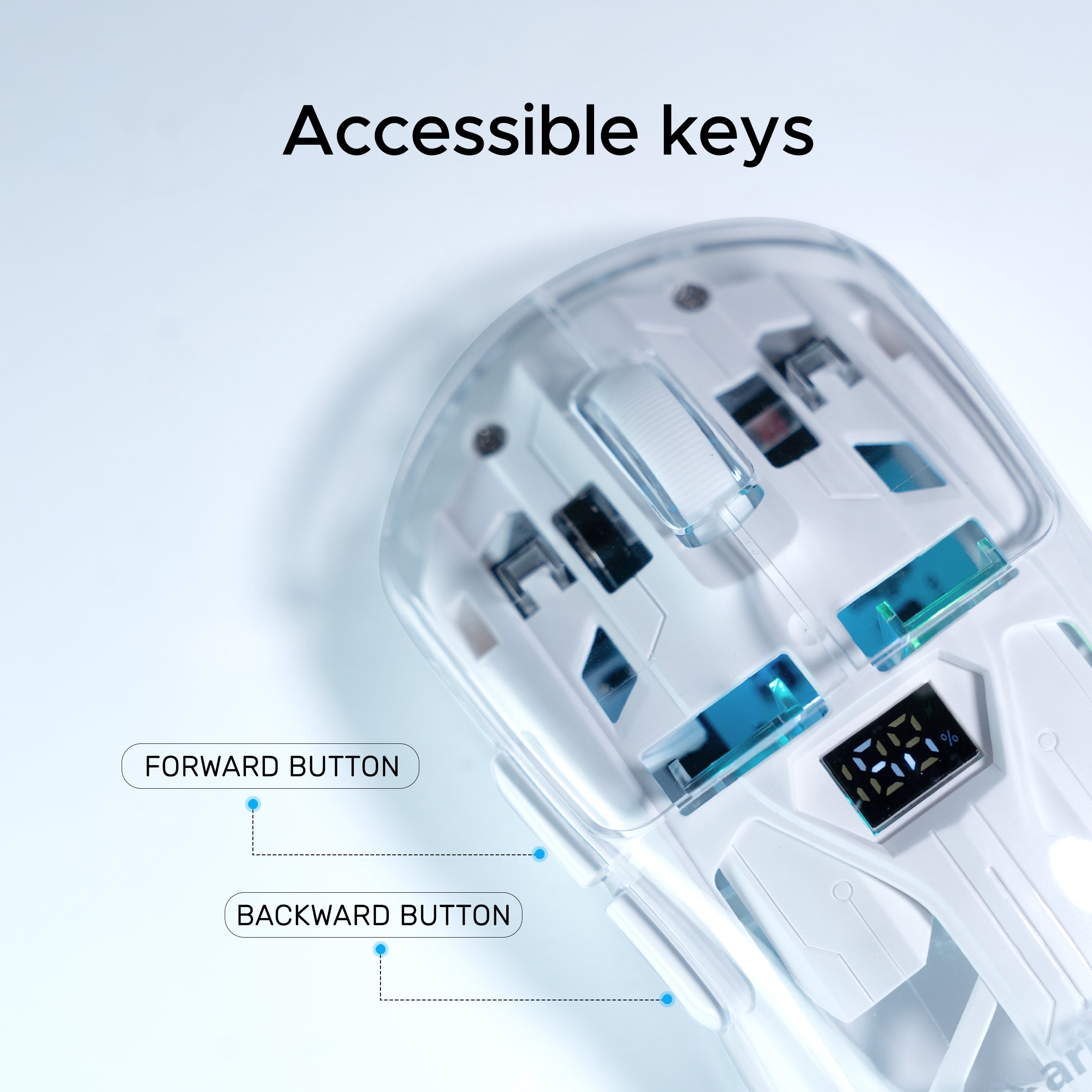 Arizone Wireless Mouse with Bluetooth & 2.4GHz, Rechargeable Type-C Charging, DPI Adjustment, Battery Indicator, Light Mode Switch, Forward/Backward Buttons