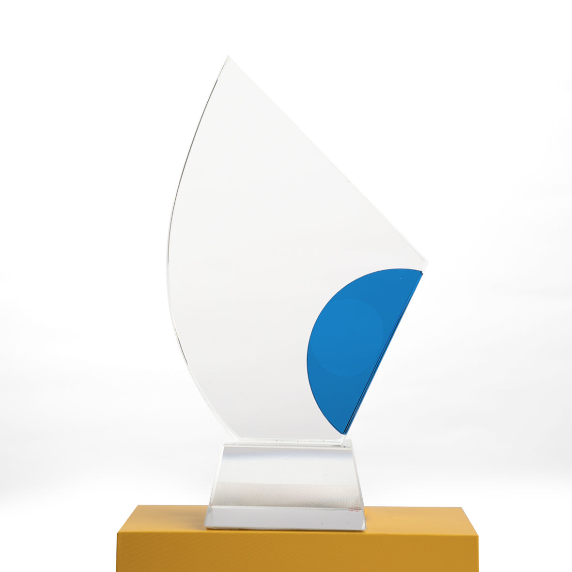 Blue Semi-circular Shape Crystal Trophy