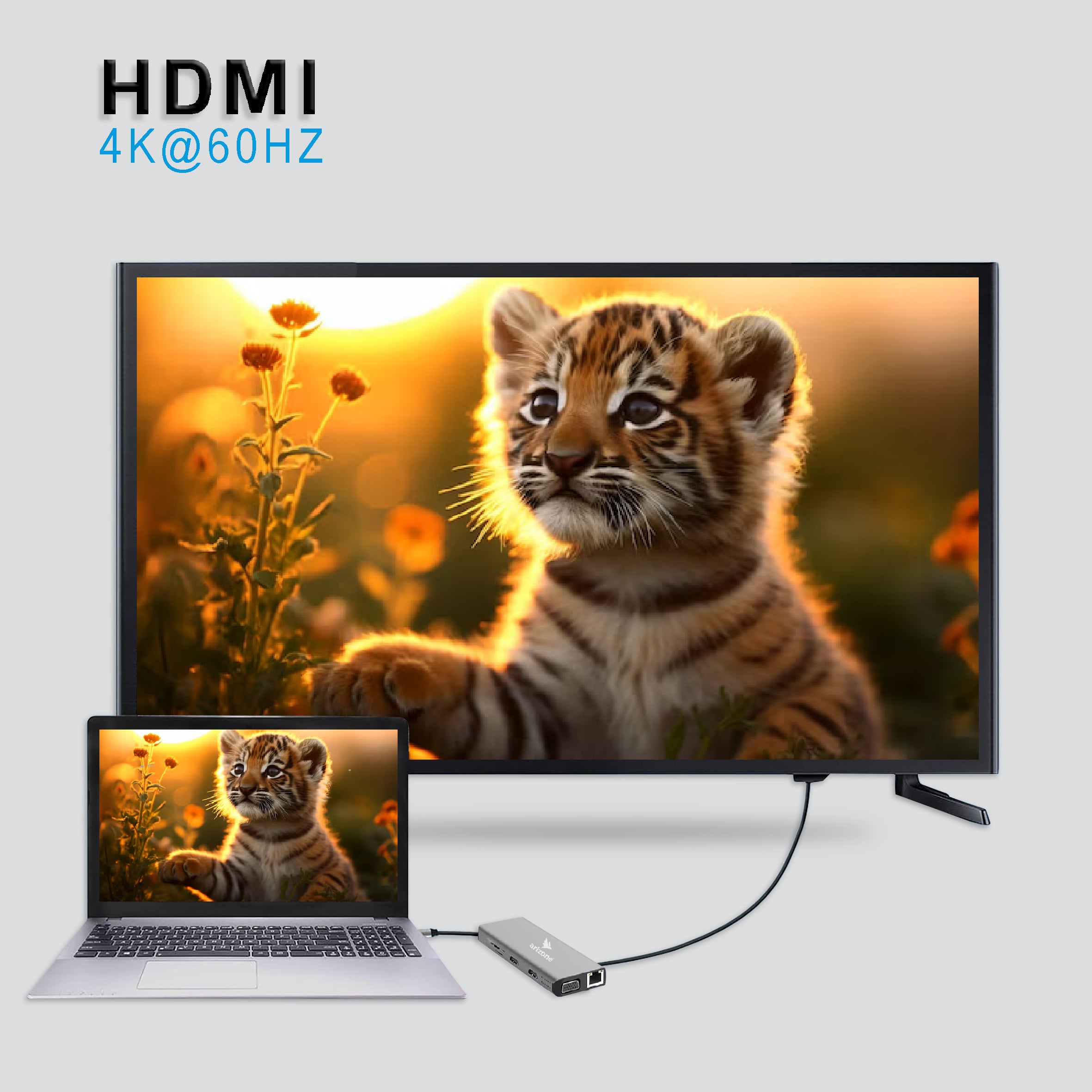 موزع USB T-1101 من Arizone® (11 في 1) 1*USB 3.0/3*USB 2.0/HDMI/RJ45/VGA/USB C PD/SD TF/3.5 مم بسرعة 100 ميجابت في الثانية
