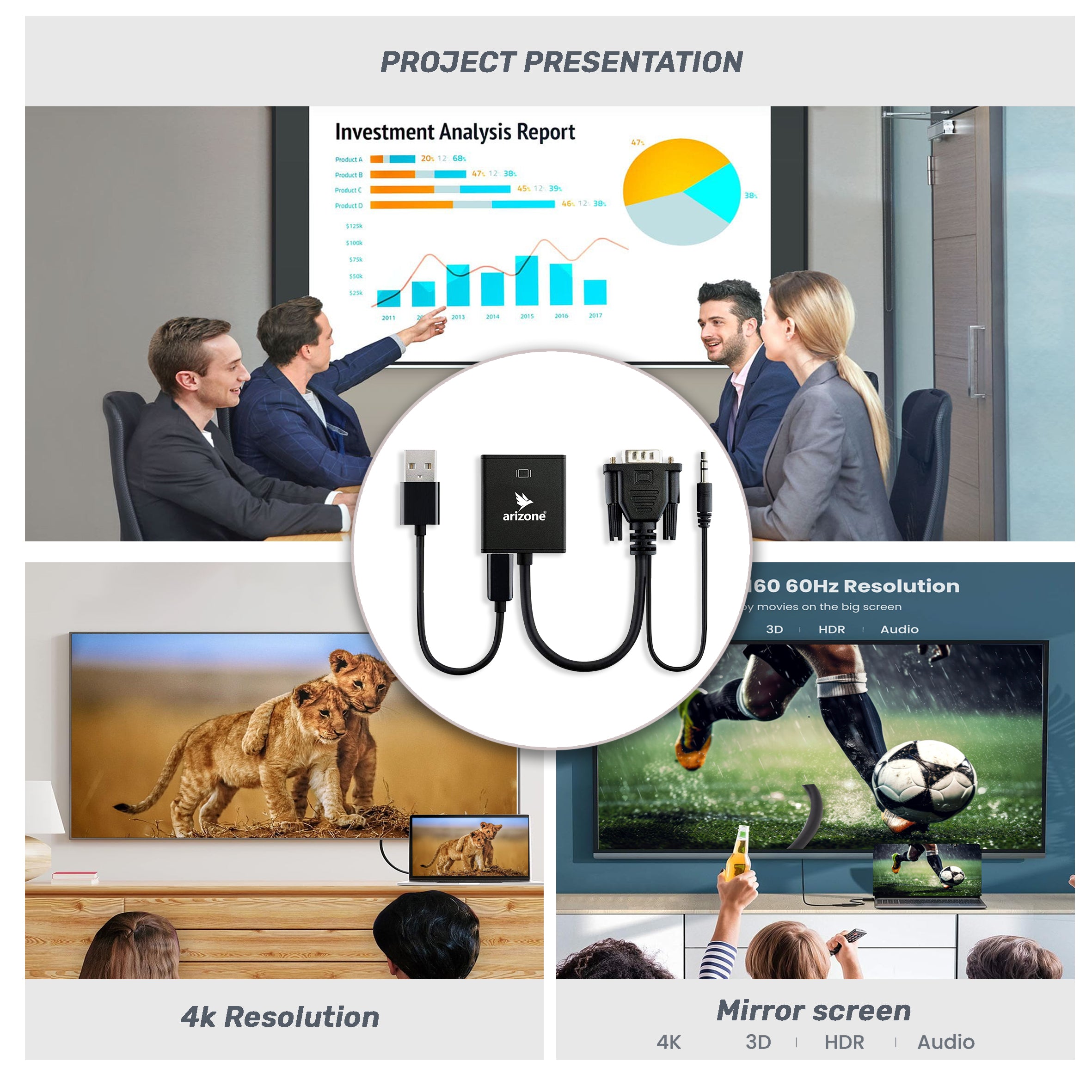 ARIZONE CONVERTER ADAPTER VGA TO HDTV