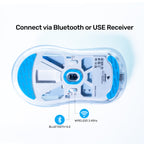 Arizone Wireless Mouse with Bluetooth & 2.4GHz, Rechargeable Type-C Charging, DPI Adjustment, Battery Indicator, Light Mode Switch, Forward/Backward Buttons