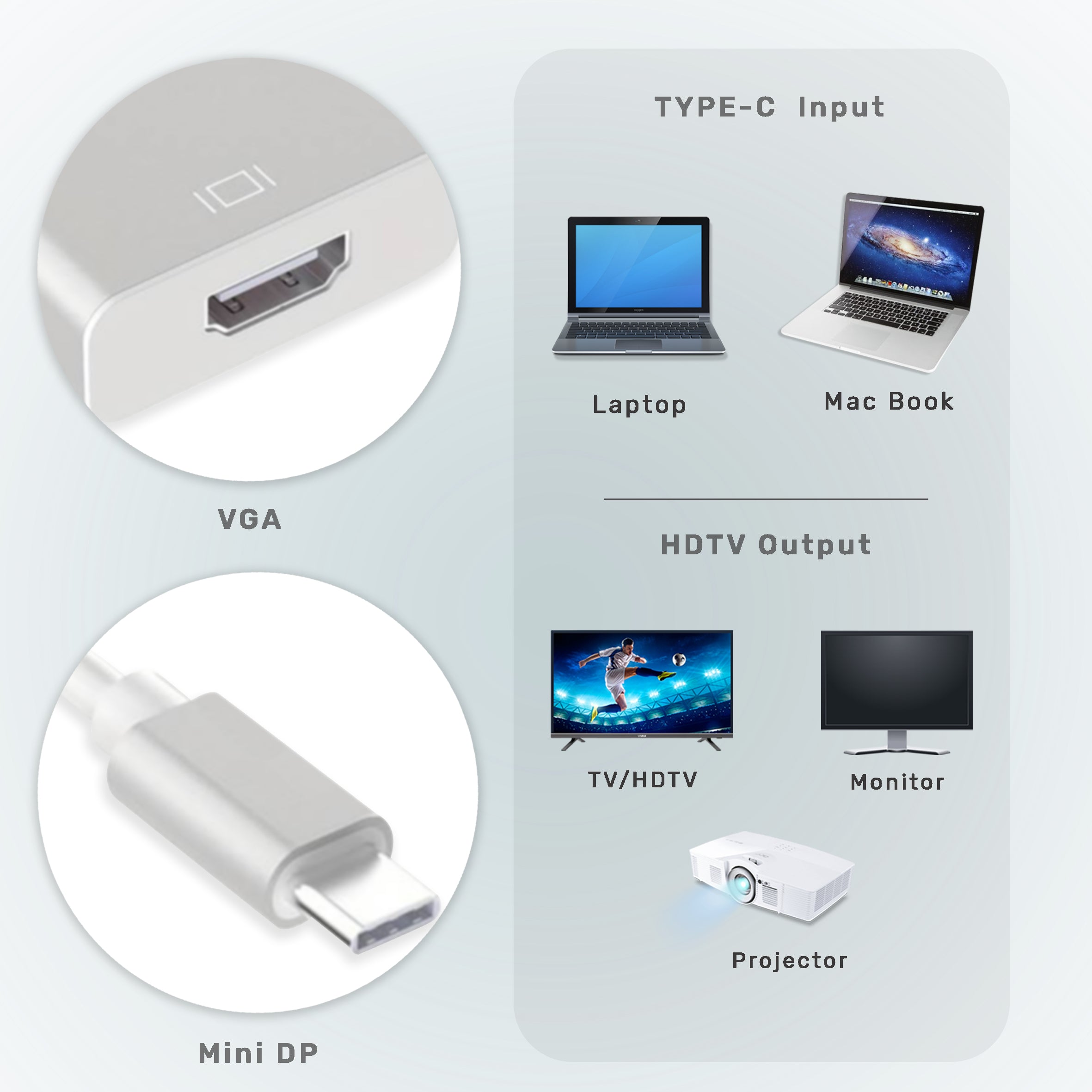 محول أريزونا من النوع C إلى HDTV