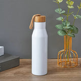 STAINLESS STEEL SPORTS WATER BOTTLE WITH BAMBOO LID