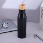 STAINLESS STEEL SPORTS WATER BOTTLE WITH BAMBOO LID