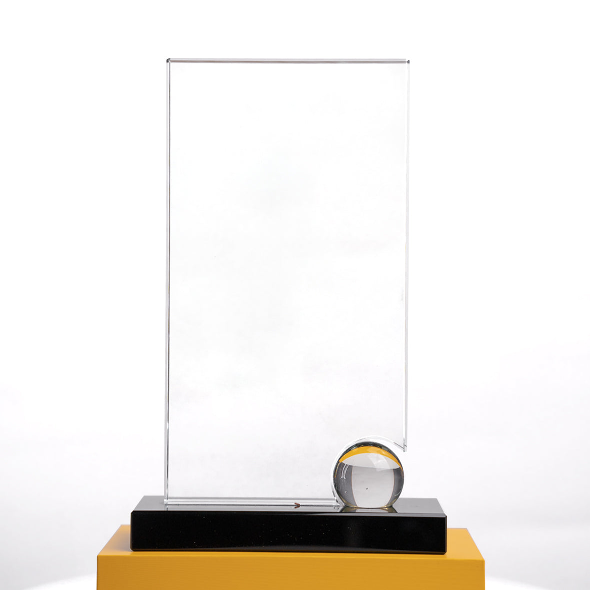 Crystal Glass Award - Black Base Glass Shield Main image