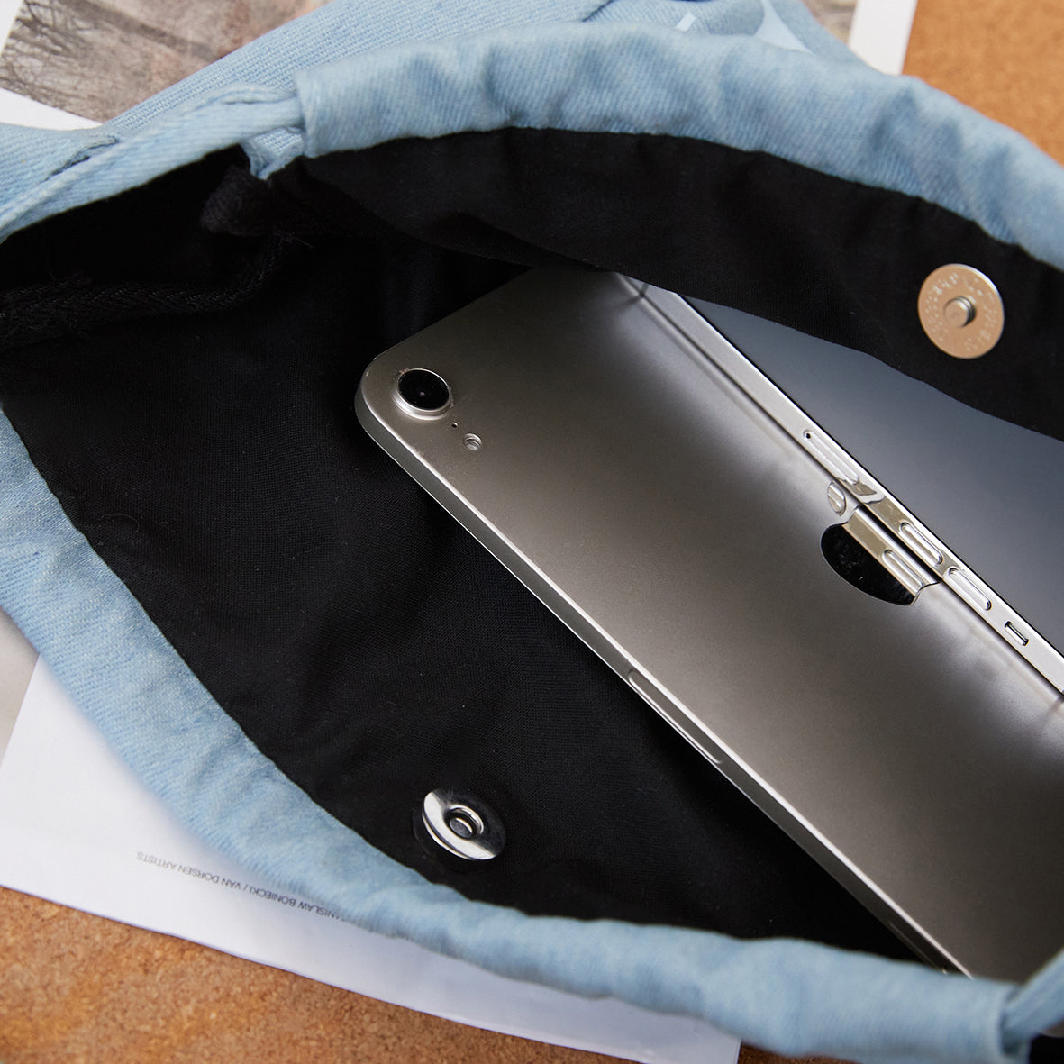 DENIM DRAWSRING POCKETS