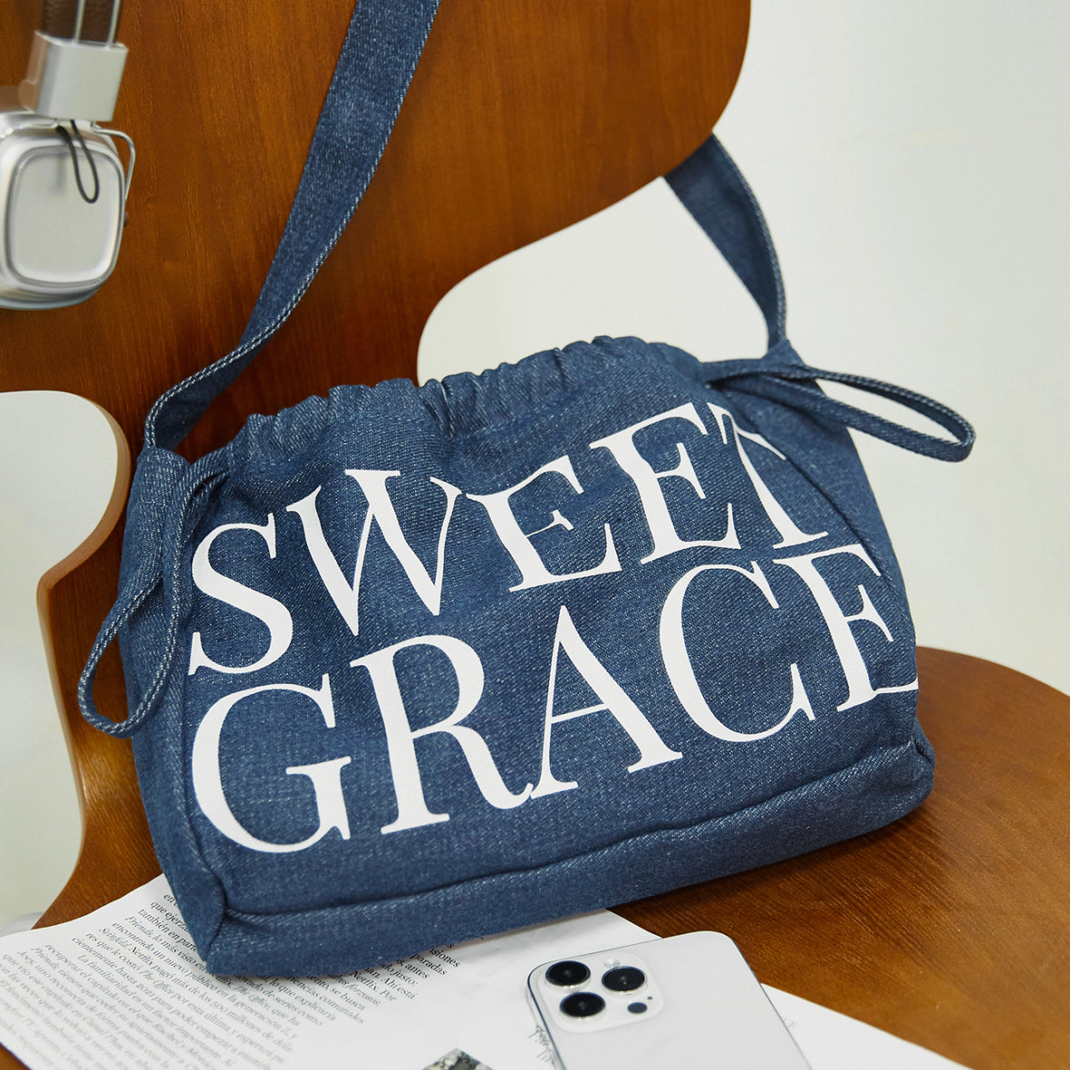 DENIM DRAWSRING POCKETS