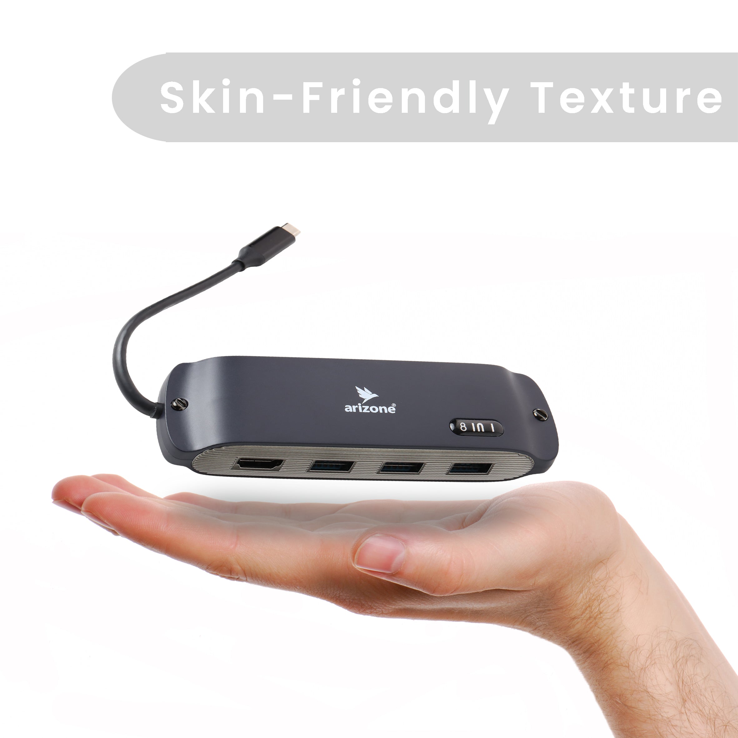 موزع USB Arizone® BS8H (8 في 1) 1*USB-C PD/1*HDMI/1*RJ45/1*USB 3.0/2*USB 2.0/1*SD/TF