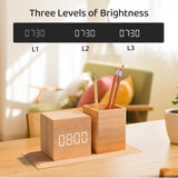 TABLE WOODEN PEN STAND   WITH LED CLOCK