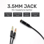 ARIZONE CABLE AUDIO MICROPHONE EARPHONE 30CM AUX 3.5F/2*3.5M BLK