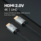 كابل Arizone HDMI 4K 19+1 1.5M BOX BLK 4K 1.5M عالي السرعة 18Gbps 4K@60Hz Ultra HDR 3D 4K HDMI إلى HDMI كابل فيديو مضفر متوافق مع MacBook Pro Playstation PS5/4 Switch TV Xbox Projector Laptop PC