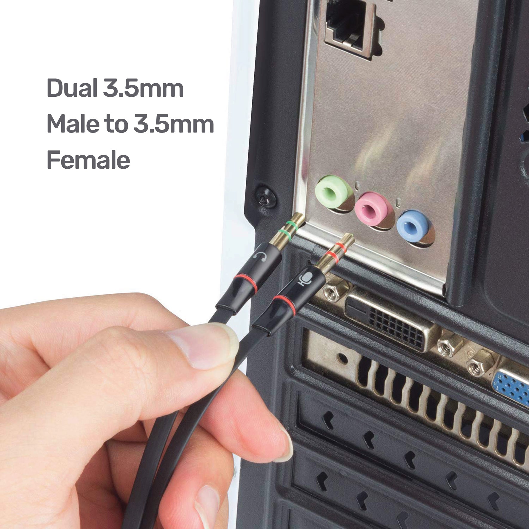 ARIZONE CABLE AUDIO MICROPHONE EARPHONE 30CM AUX 3.5F/2*3.5M BLK