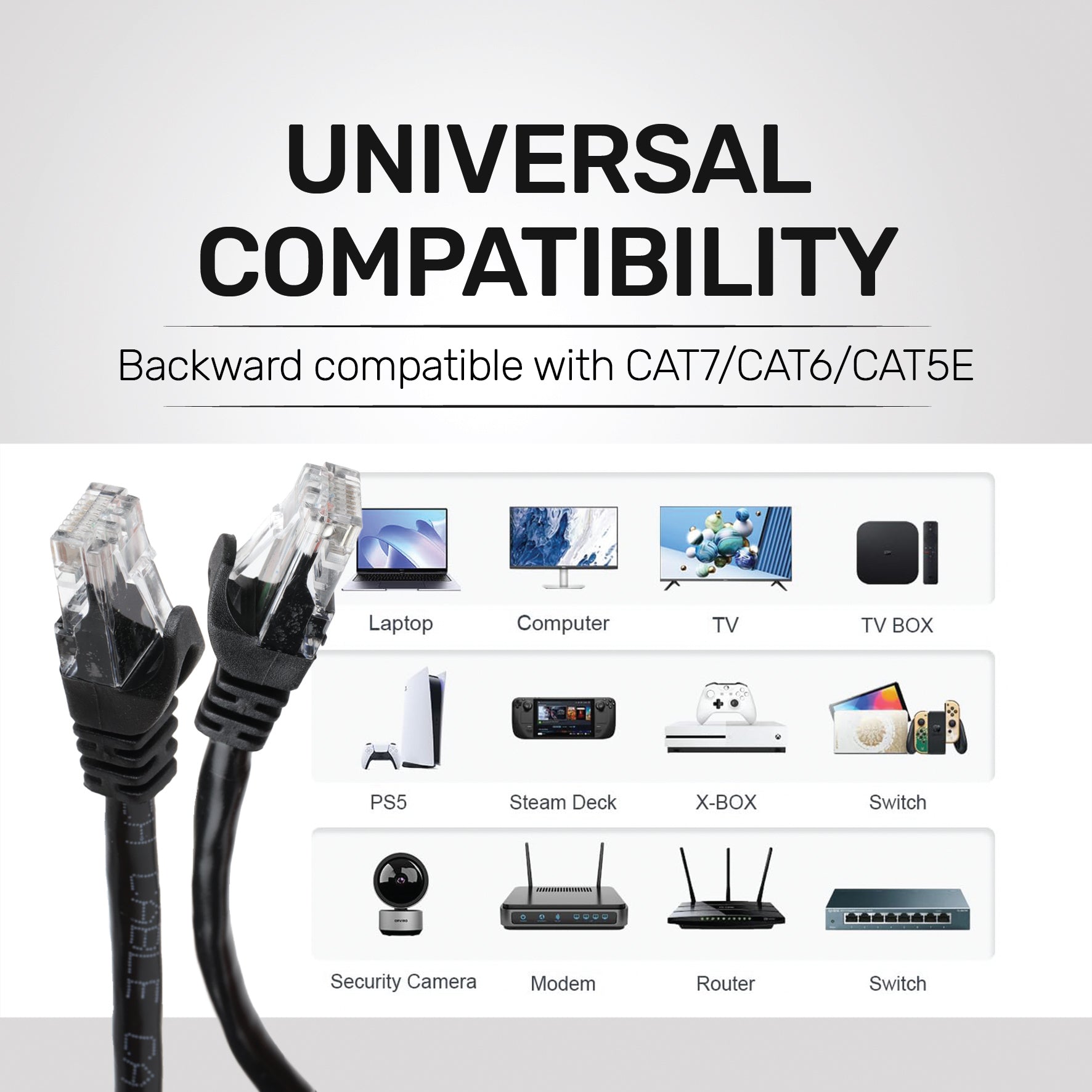 ARIZONE CABLE LAN UTP CAT6 5M BLK CAT6 Flat UTP Ethernet cable Network Cable RJ45 Patch LAN Cable