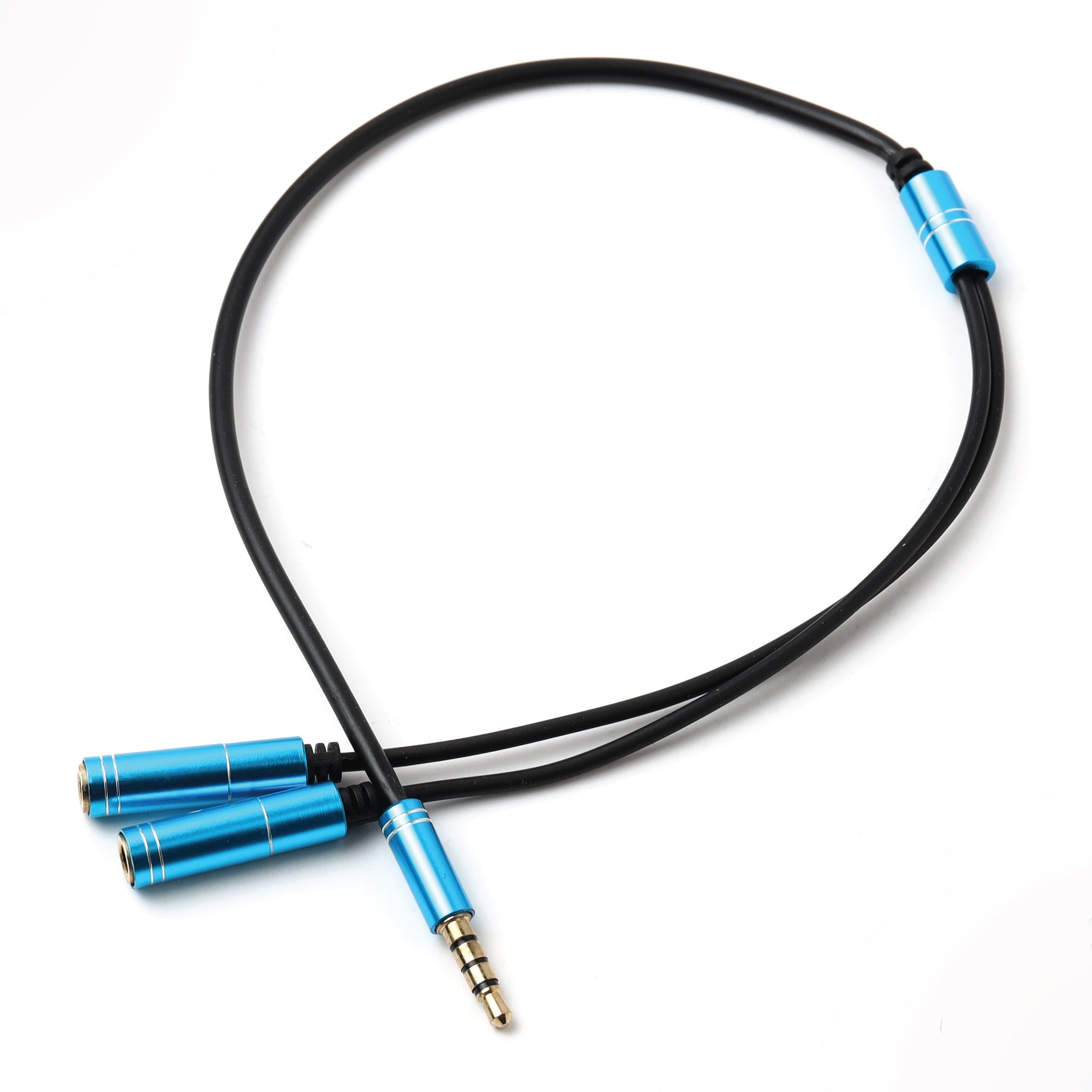 ARIZONE CABLE AUDIO MICROPHONE EARPHONE 30CM AUX 3.5M/2*3.5F BLK Microphone 3.5mm Stereo Audio Male to 2 Female Headphone Mic Splitter Audio Adapter for PS4/PS5 Laptop- 0.2M Black