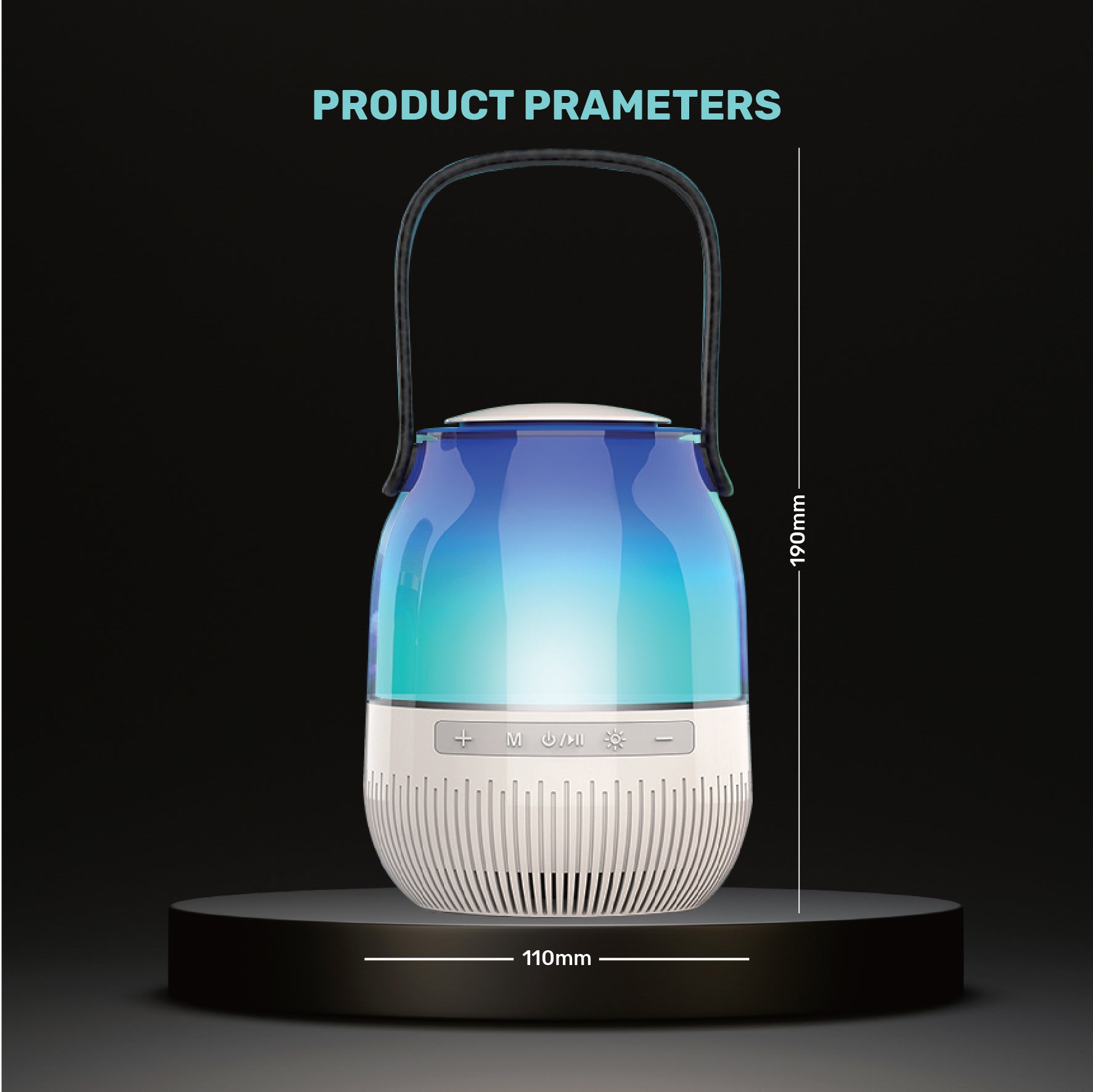 مكبر صوت Arizone® LED Bluetooth مع عمر بطارية طويل وصوت محيطي 360 وإضاءة LED ملونة للمنزل والخارج