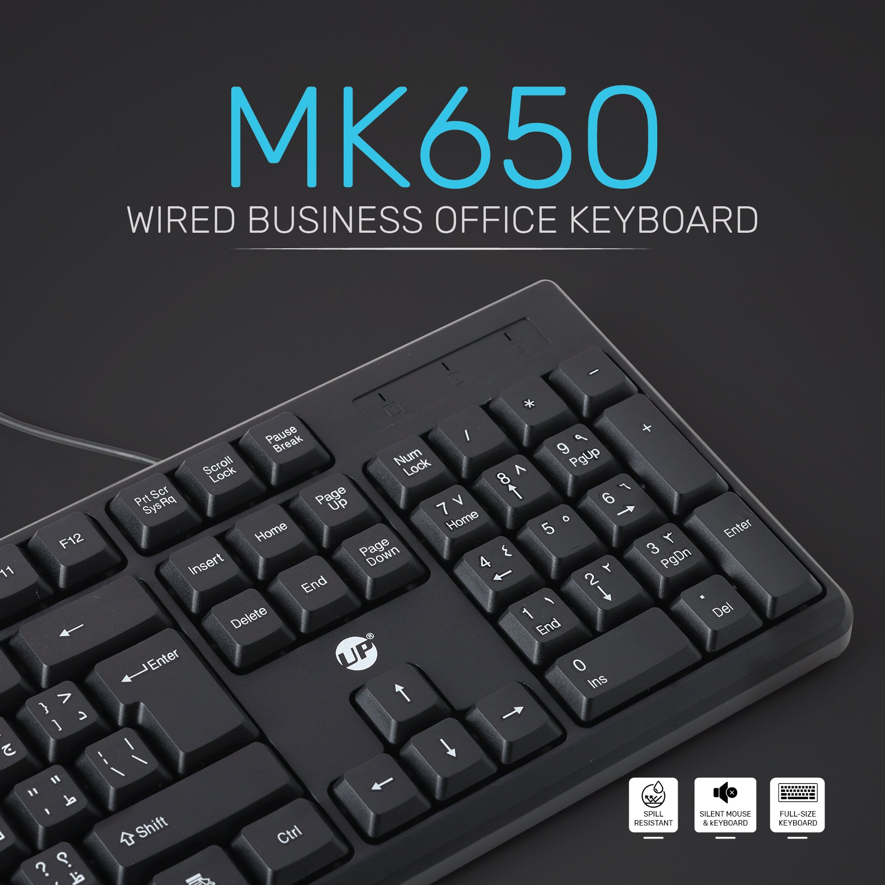 UP Wired Desktop MK-650 keyboard US+AR